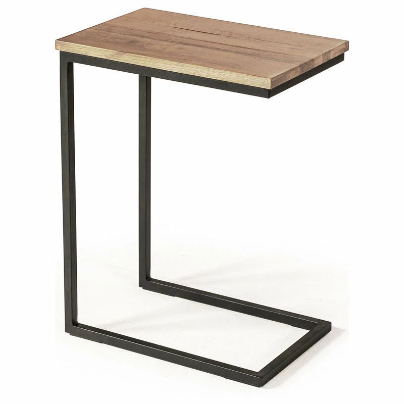 Limari Home Turner C-Shaped Wood & Metal Side Table In Brown/Black 3 Limari Home Turner C-Shaped Wood & Metal Side Table In Brown/Black