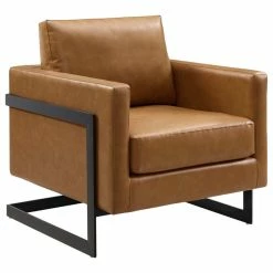 LexMod Posse Vegan Leather Accent Chair, Black Tan -GDF sofa Shop 3fb1334600cd2d71 3339 w800 h800 b1 p0
