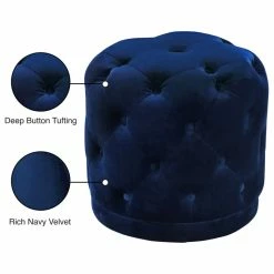 Meridian Furniture Harper Velvet Ottoman/Stool, Navy -GDF sofa Shop 40116f9b02682f05 5274 w800 h800 b1 p0