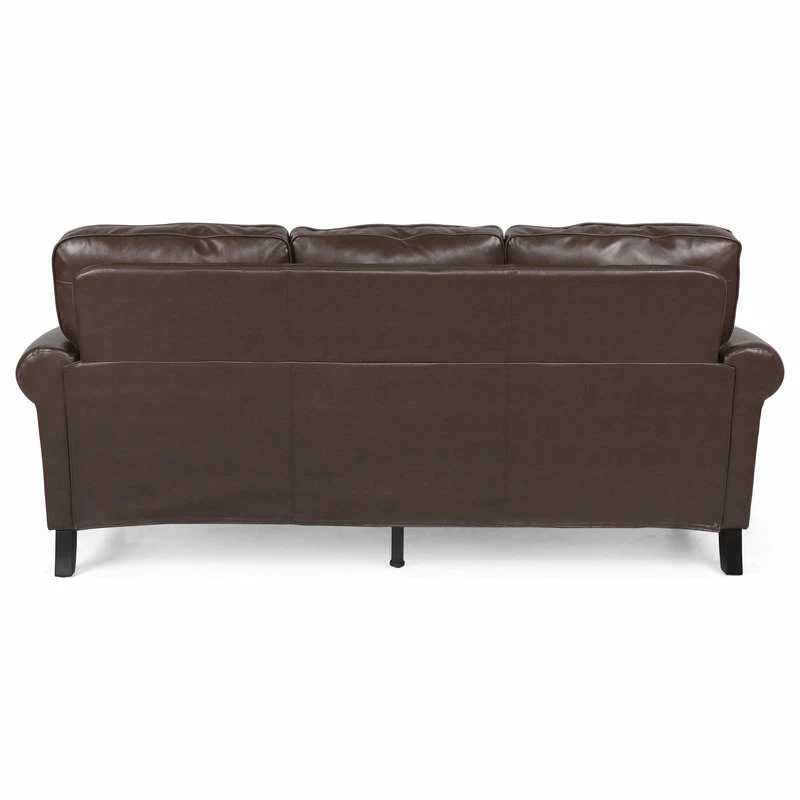 GDFStudio Burkehaven Contemporary Faux Leather 3 Seater Sofa, Nailhead Trim, Dark Brown 10 GDFStudio Burkehaven Contemporary Faux Leather 3 Seater Sofa, Nailhead Trim, Dark Brown - Image 8