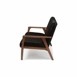 Baxton Studio Nikko Mid-century Scandinavian Style Black Faux Leather Wooden 3-Seater Sofa -GDF sofa Shop 4061dcb00fe354d1 5080 w800 h800 b1 p0