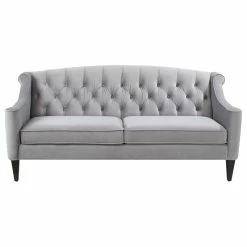 Jennifer Taylor Home Ken 74" Upholstered Button-Tufted Sofa, Opal Gray Velvet