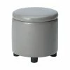 Convenience Concepts Designs4Comfort Round Accent Storage Ottoman In Gray Faux Leather Fabric -GDF sofa Shop 4211374d0db0fac7 5827 w800 h800 b1 p0
