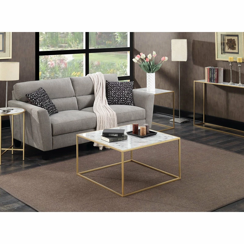 Convenience Concepts Gold Coast Round Faux Marble Top End Table In Gold Metal 6 Convenience Concepts Gold Coast Round Faux Marble Top End Table In Gold Metal - Image 4