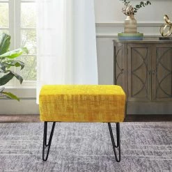 Home Soft Things Textured Velvet Ottoman, Sulphur, 19"x13"x17" -GDF sofa Shop 42d1b56d0dba1df0 4155 w800 h800 b0 p0