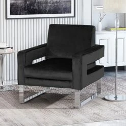 GDFStudio Kerman Modern Glam Velvet Club Chair, Black/Silver -GDF sofa Shop 43c1dbfc0f906aa1 7765 w800 h800 b0 p0