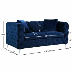 Meridian Furniture Scarlett Navy Velvet Loveseat -GDF sofa Shop 43e19c90027412e4 6419 w800 h800 b1 p0