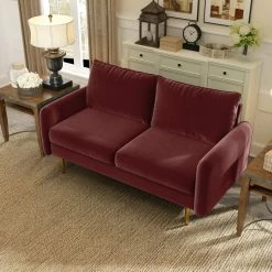 Coosy Home The Yokun III Velvet Round Arm Loveseat, Wine Red 10 Coosy Home The Yokun III Velvet Round Arm Loveseat, Wine Red -GDF sofa Shop 45013317022b8bb0 4159 w800 h800 b0 p0
