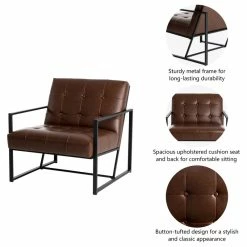 Glitzhome 29.25"H PU Leather Tufted Accent Chair, Brown -GDF sofa Shop 4541566600a6323a 2508 w800 h800 b1 p0