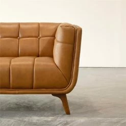 Ashcroft Allen Mid Century Modern Tufted Genuine Leather Sofa In Cognac Tan -GDF sofa Shop 46013b1e0f9f9c83 5851 w800 h800 b0 p0