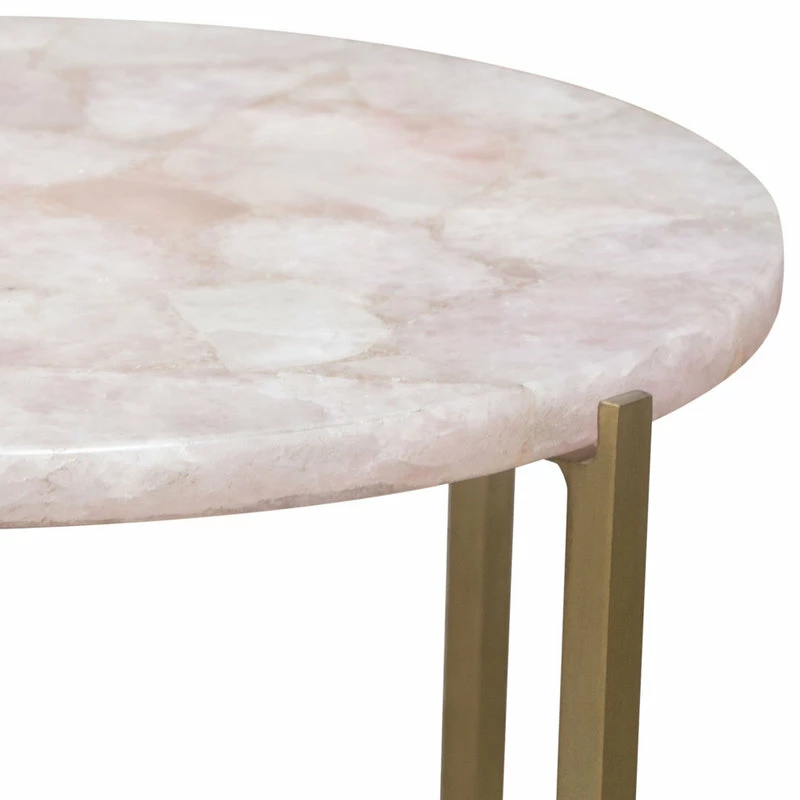 Diamond Sofa Mika Round Accent Table With Rose Quartz Top With Brass Base 9 Diamond Sofa Mika Round Accent Table With Rose Quartz Top With Brass Base - Image 7