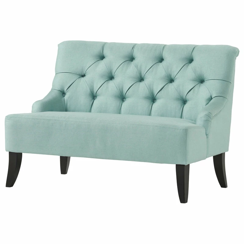 GDFStudio GDF Studio Nicoletta Tufted Fabric Settee Loveseat, Light Mint Blue 3 GDFStudio GDF Studio Nicoletta Tufted Fabric Settee Loveseat, Light Mint Blue