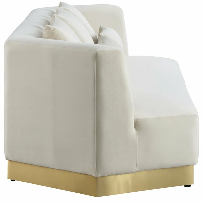 Meridian Furniture Marquis Velvet Sofa With Brushed Gold Stainless Steel Base, Cream 6 Meridian Furniture Marquis Velvet Sofa With Brushed Gold Stainless Steel Base, Cream - Image 4