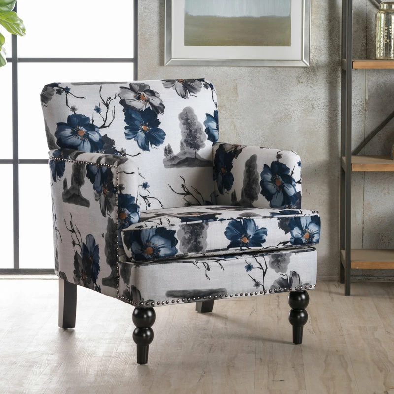GDFStudio GDF Studio Manon Floral Print Fabric Club Chair 4 GDFStudio GDF Studio Manon Floral Print Fabric Club Chair - Image 2