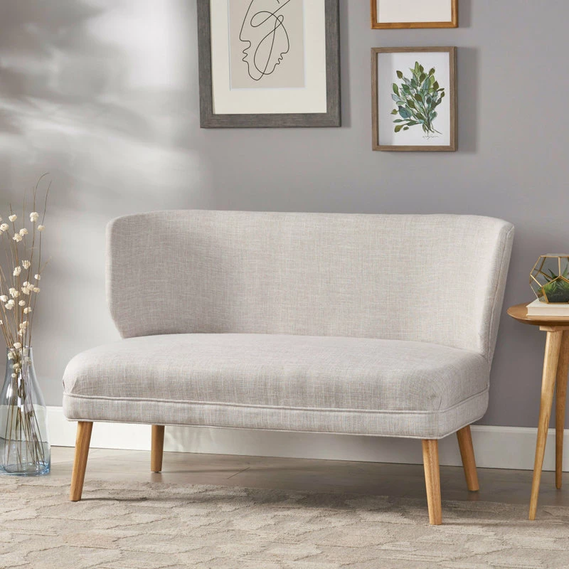 GDFStudio GDF Studio Dumont Mid Century Modern Fabric Loveseat Sofa Settee, Beige 4 GDFStudio GDF Studio Dumont Mid Century Modern Fabric Loveseat Sofa Settee, Beige - Image 2