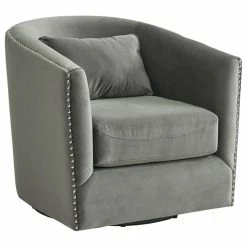 Picket House Furnishings Alba Swivel Chair In Gun Metal