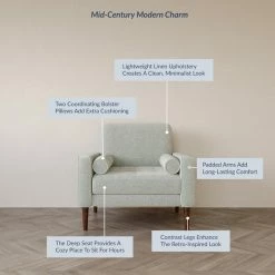 Belleze Erik Accent Chair Tufted Linen With Bolster Pillows, White -GDF sofa Shop 48d1b290025e7013 6013 w800 h800 b0 p0