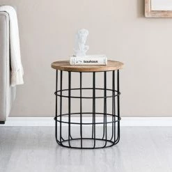 Madeleine Home Inc. Auxon Designer Cage Side Table, Natural & Black -GDF sofa Shop 496187d702bc1577 5300 w800 h800 b0 p0