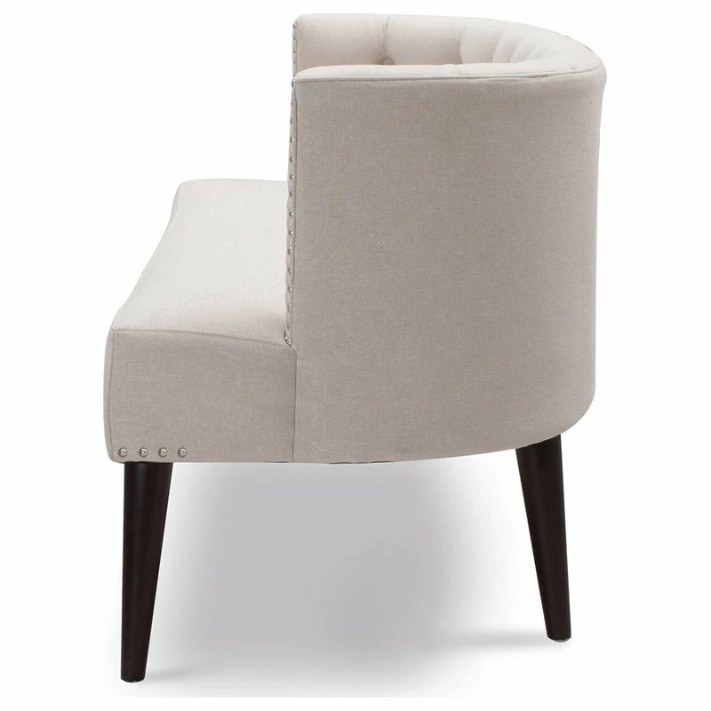 Jennifer Taylor Home Celine Tufted Settee With Nailhead Accents, Sky Neutral Beige 7 Jennifer Taylor Home Celine Tufted Settee With Nailhead Accents, Sky Neutral Beige - Image 5