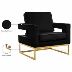 Meridian Furniture Noah Velvet Accent Chair, Black, Gold Base -GDF sofa Shop 49e1335202740bf4 2682 w800 h800 b1 p0