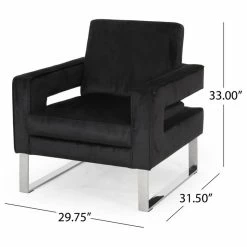 GDFStudio Kerman Modern Glam Velvet Club Chair, Black/Silver -GDF sofa Shop 4ac1b6840f906ac8 7765 w800 h800 b1 p0