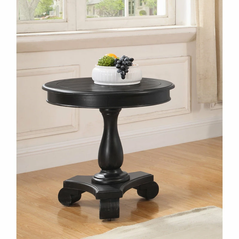 Best Master Furniture Transitional Antique Living Room Round End Table, Antique Black 4 Best Master Furniture Transitional Antique Living Room Round End Table, Antique Black - Image 2