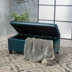 GDFStudio GDF Studio Breanna Contemporary Storage Ottoman, Teal Leather -GDF sofa Shop 4b5184de01b3085c 2954 w800 h800 b0 p0
