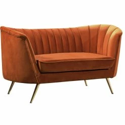 Meridian Furniture Margo Cognac Velvet Loveseat, Cognac