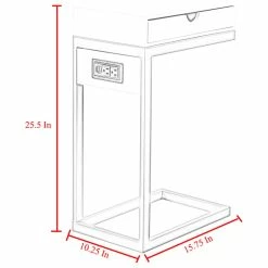 Loft Lyfe Demetrius C-Table With Drawer, USB Port & Wall Plug, White/Gold -GDF sofa Shop 4d6101410e9f6c2c 3162 w800 h800 b1 p0