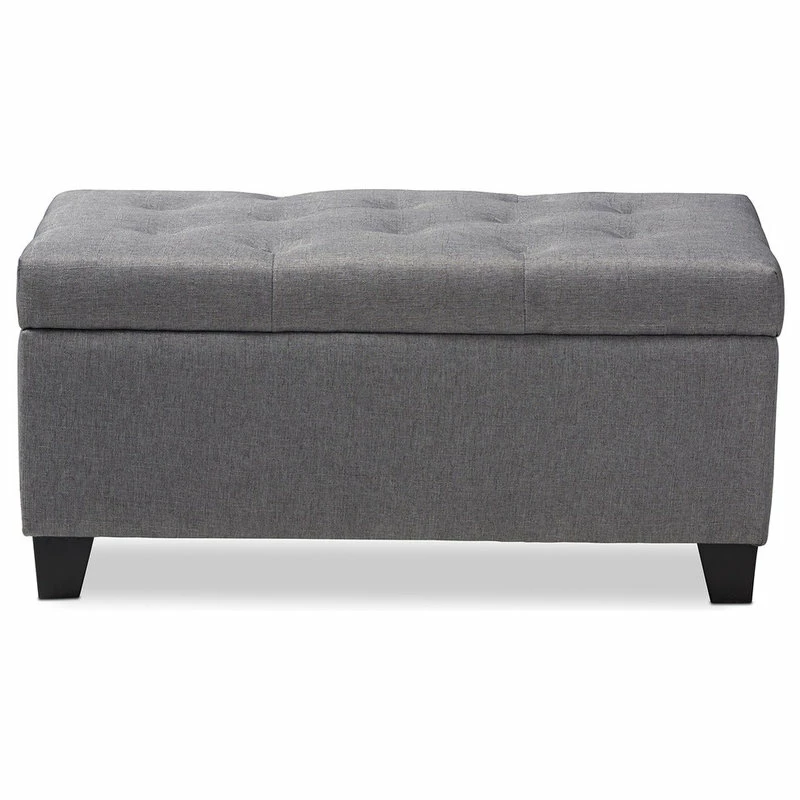 Baxton Studio Michaela Fabric Upholstered Storage Ottoman, Gray 6 Baxton Studio Michaela Fabric Upholstered Storage Ottoman, Gray - Image 4