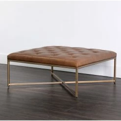 Sunpan Modern Home Endall Square Leather Coffee Table/Ottoman, Antique Brass, Camel -GDF sofa Shop 4d914b600c8fddb6 3341 w800 h800 b0 p0