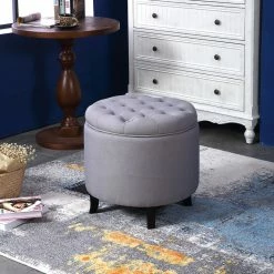 Belleze Storage Ottoman With Button Tufted Accents, Gray -GDF sofa Shop 4de13347091e3051 7556 w800 h800 b0 p0