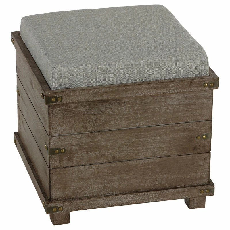 Cortesi Home Scusset Storage Chest Tray Ottoman In Fabric And Wood, Grey 4 Cortesi Home Scusset Storage Chest Tray Ottoman In Fabric And Wood, Grey - Image 2