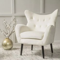 GDFStudio GDF Studio Kotop Contemporary New Velvet Wingback Arm Chair, Ivory -GDF sofa Shop 4e9100a602295a02 5783 w800 h800 b0 p0