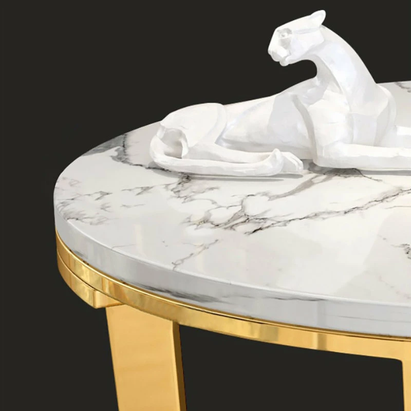 HOMARY Faux Marble Round End Table For Living Room With Storage Shelf Gold 8 HOMARY Faux Marble Round End Table For Living Room With Storage Shelf Gold - Image 6