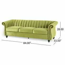 GDFStudio Olga Modern Glam Velvet 3 Seater Sofa, Sage, Dark Brown -GDF sofa Shop 4ea1067f0f906681 3728 w800 h800 b1 p0