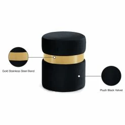 Meridian Furniture Hailey Velvet Ottoman/Stool, Gold Band, Black -GDF sofa Shop 4eb12c1502740b9d 2581 w800 h800 b1 p0