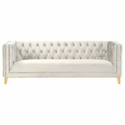 Meridian Furniture Michelle Fabric Upholstered Sofa, Gold Iron Legs, Cream Velvet 13 Meridian Furniture Michelle Fabric Upholstered Sofa, Gold Iron Legs, Cream Velvet -GDF sofa Shop 4ec18a6702741462 8227 w800 h800 b1 p0