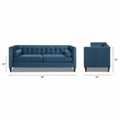 Jennifer Taylor Home Velvet Tufted Tuxedo Sofa, Blue Teal With Bolster Pillows -GDF sofa Shop 4f11cc4403c0920b 6631 w800 h800 b1 p0