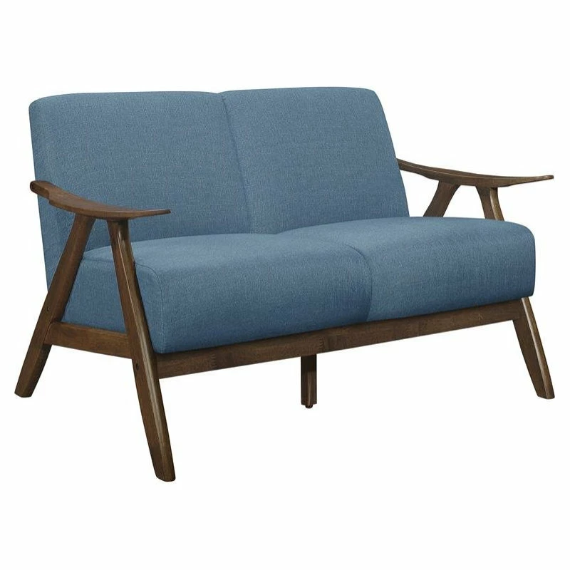 Domain Industries Inc. Lexicon Damala Mid-Century Solid Wood Frame Loveseat In Blue 3 Domain Industries Inc. Lexicon Damala Mid-Century Solid Wood Frame Loveseat In Blue