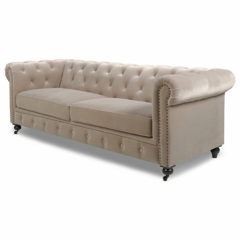 Jennifer Taylor Home Winston 91" Tufted Chesterfield Sofa, Mink Beige Performance Velvet 7 Jennifer Taylor Home Winston 91" Tufted Chesterfield Sofa, Mink Beige Performance Velvet - Image 5
