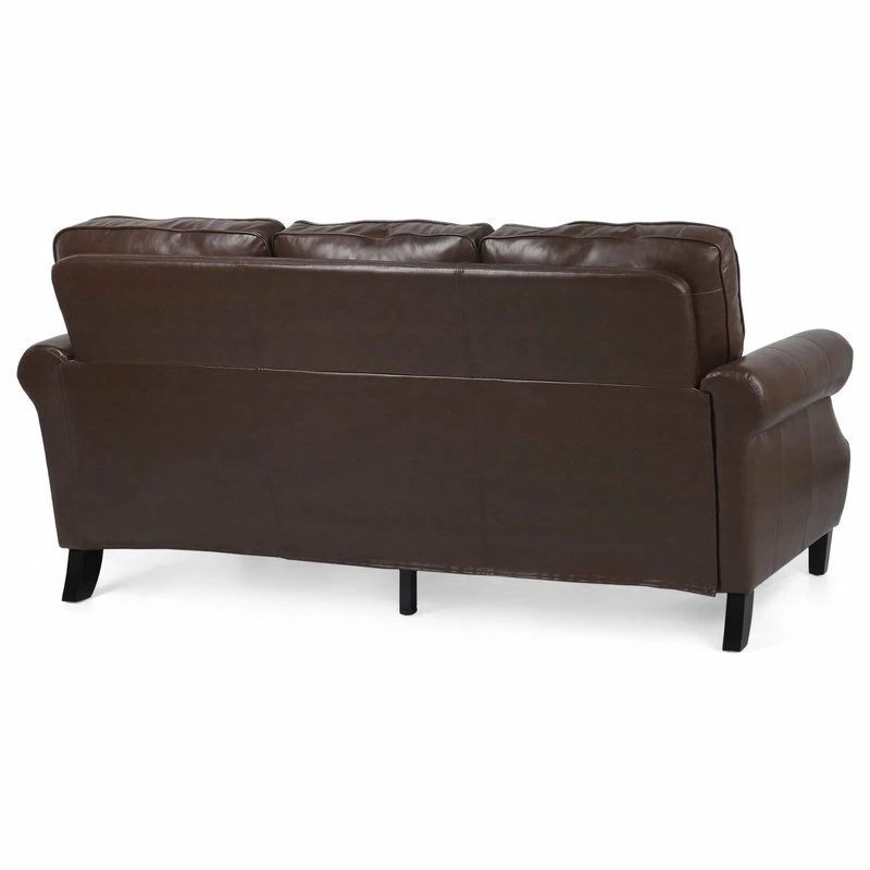 GDFStudio Burkehaven Contemporary Faux Leather 3 Seater Sofa, Nailhead Trim, Dark Brown 12 GDFStudio Burkehaven Contemporary Faux Leather 3 Seater Sofa, Nailhead Trim, Dark Brown - Image 10