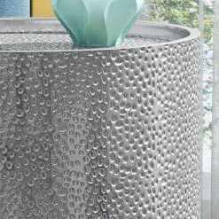 GDFStudio Kaylee Modern Round Hammered Iron Accent Table, 2 Pack, Silver, Silver -GDF sofa Shop 50419e4601b7123a 1451 w800 h800 b0 p0