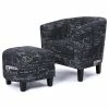Belleze Accent Chair W/ Ottoman Round Arms Curved Back French Print Script,Black Patter -GDF sofa Shop 516112be0b2ae300 3294 w800 h800 b1 p0