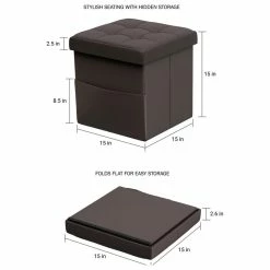 Lavish Home Faux Leather Ottoman Cube With Pocket, Brown -GDF sofa Shop 5291f9e30cbf3b53 0427 w800 h800 b1 p0
