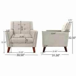 GDFStudio GDF Studio Evelyn Mid Century Modern Fabric Arm Chair, Beige/Walnut -GDF sofa Shop 52d19de202906903 8224 w800 h800 b1 p0