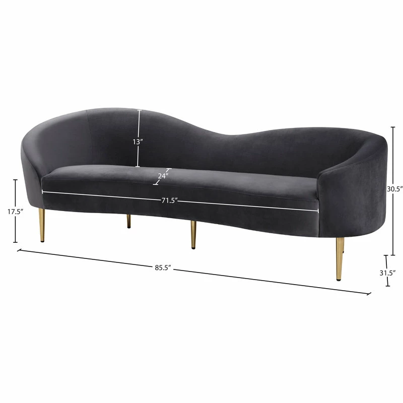 Meridian Furniture Ritz Velvet Sofa, Gray 12 Meridian Furniture Ritz Velvet Sofa, Gray - Image 10