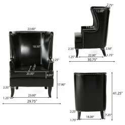 GDFStudio GDF Studio Jameson Tall Wingback Leather Club Chair, Black -GDF sofa Shop 53f16d51039fdd94 1590 w800 h800 b1 p0