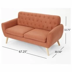 GDFStudio GDF Studio Eunice Petite Mid Century Modern Tufted Fabric Sofa, Burnt Orange -GDF sofa Shop 5441930d0f90769f 4524 w800 h800 b1 p0