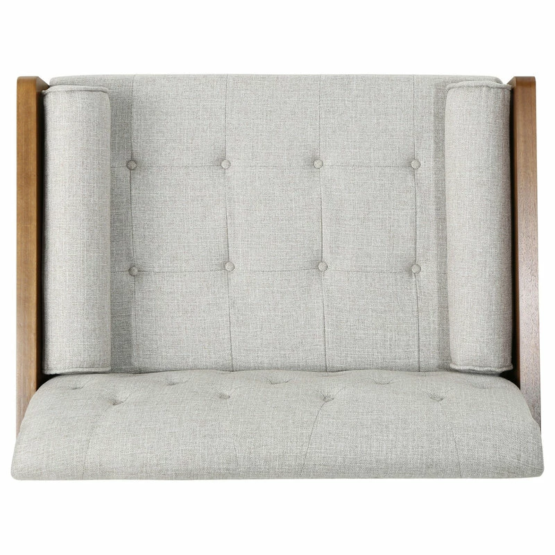 GDFStudio GDF Studio Greta Mid Century Modern Fabric Club Chair, Beige/Dark Walnut 10 GDFStudio GDF Studio Greta Mid Century Modern Fabric Club Chair, Beige/Dark Walnut - Image 8